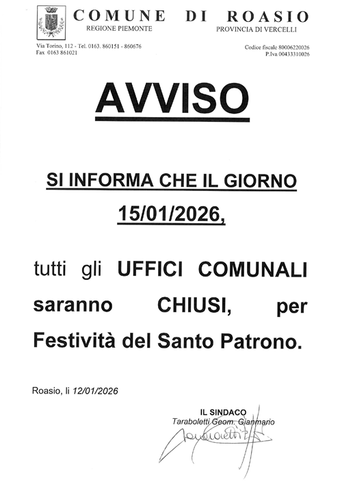 Chiusura uffici comunali