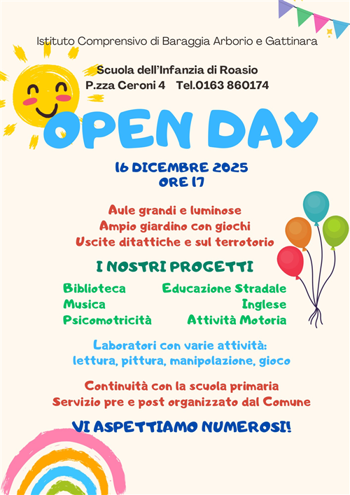 Open day scuola dell'infanzia di Roasio