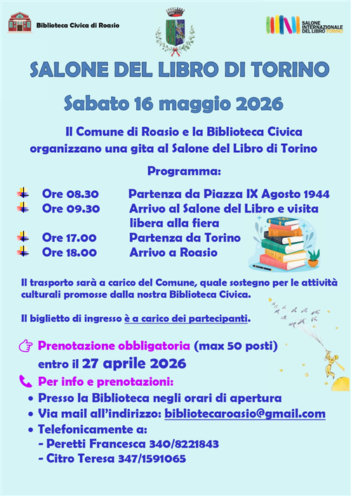 Gita al Salone Internazionale del Libro di Torino: il Comune di Roasio porta i cittadini alla grande festa della lettura